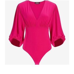 Express- Balloon-sleeve bodysuit- Pink